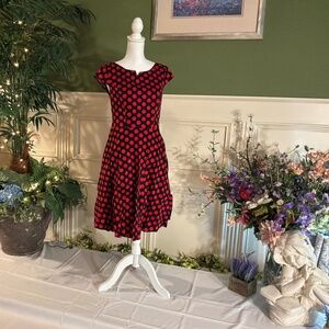 Red polka dot retro 50’s rockabilly swing dress